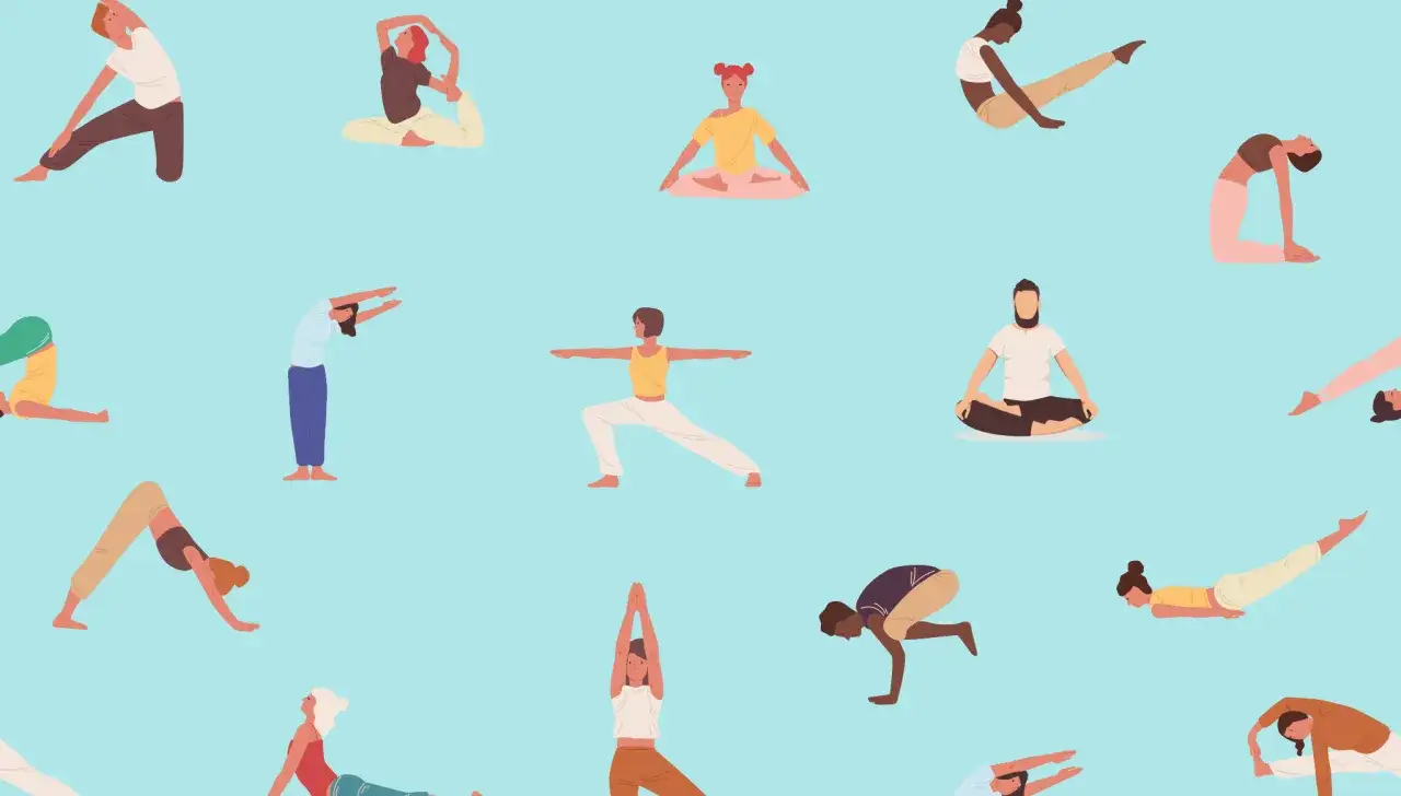 Diverses personnes pratiquent le yoga, certaines effectuent un exercice lombaire pour améliorer leur souplesse et leur bien-être.
